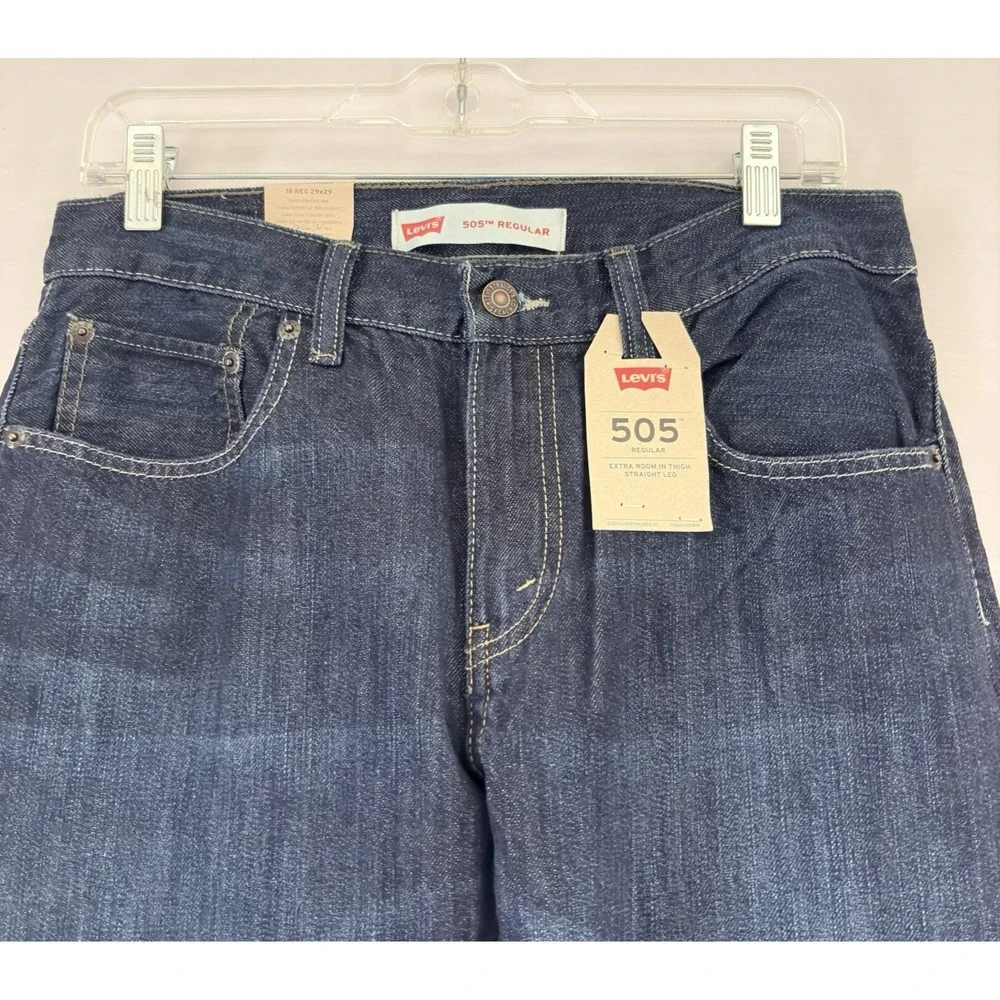 Levi's 505 Jeans Mens  Blue Dark Wash Regular Fit Straight Leg 29x29  NwT‎